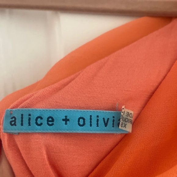 Unique Alice + Olivia One-Shoulder Mini Dress, Picante Orange Color Size 0 - Picture 3 of 7